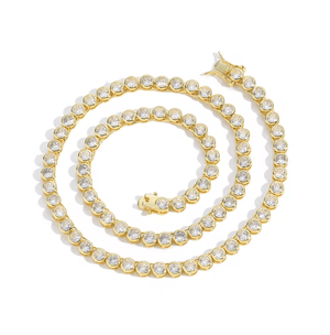 BEZEL TENNIS NECKLACE - RHODIUM